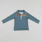 Wholesale Children Long Sleeves Mardi Gras Infant Kids Zipper Tee T-shirts Baby Boy Shirt Toddler Lapel Cotton Pullover Top