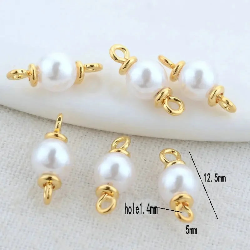 5mm 6mm 8mm 14k Gold Color Plated Brass Pearl Connector High Quality Diy Jewelry Accessories