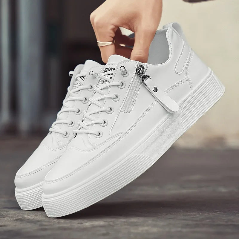 Classic Men Platform Leather Shoes Loafers Designer Trend Brand Man Flat Casual Shoes Fashion Zip Sneakers Shoes Men Mocciasins