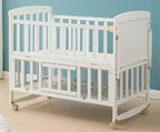 New 3 in 1 White Solid Wood Kids Cribs Adjisuable Wooden Baby Cot Bed With Net for New Born