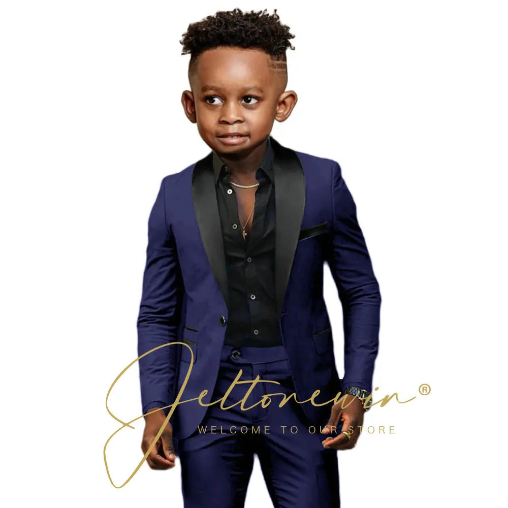 White Boys Suits 2 Pieces Wedding Formal Party Tuxedo Child Shawl Lapel Kids Dress Jacket Pants Slim Fit Blazer Sets