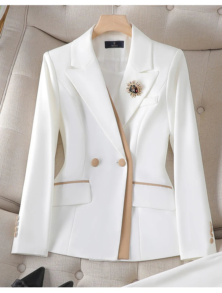 Women's Winter Retro Casual Irregular Suit Jacket Half Skirt Set Commuting Solid Double Breasted Suit Half Skirt Two-piece Set