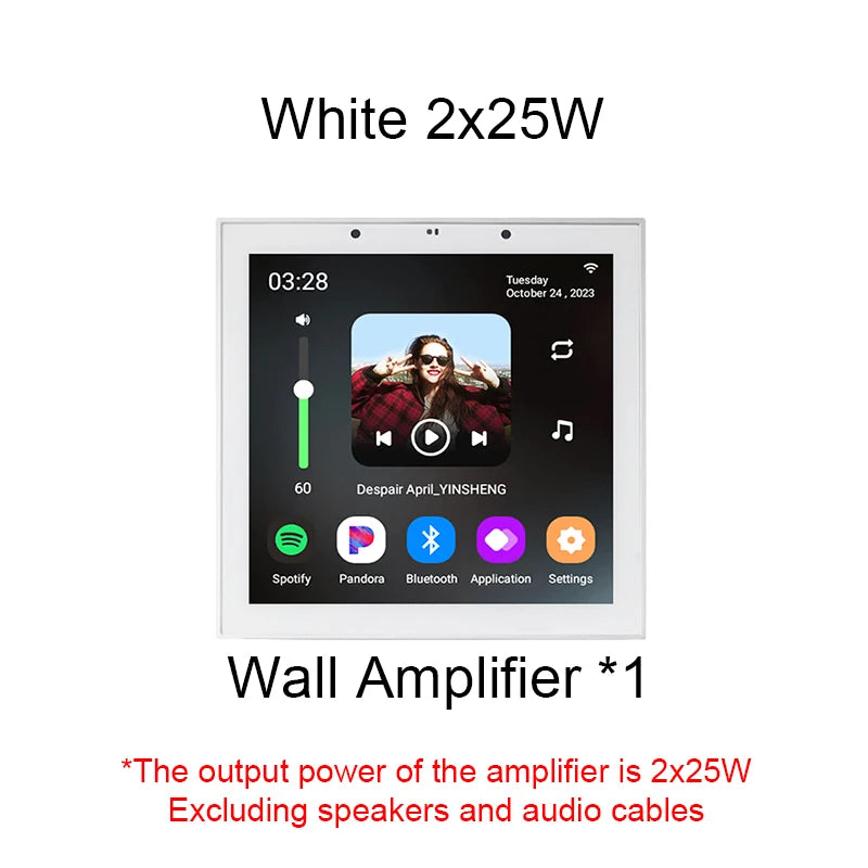 Smart Home Touch Screen 4inch WIFI Android11 bluetooths audio in Wall Amplifier Control Background Music Ceiling Speakers system