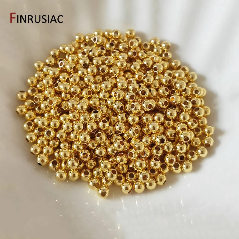 14k/18k real gold plated Round 2/2.5/3/4/5/6mm Spacer Beads For Jewelry making Beads Accessories Findings Wholesale