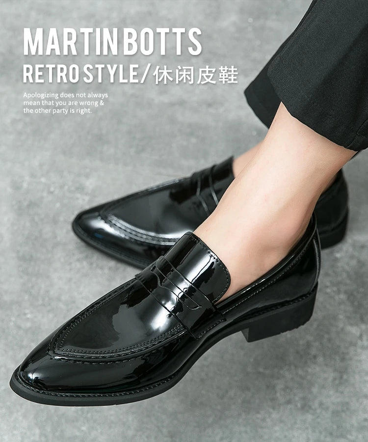 Wedding Leather Shoes For Men Classic Casual Business Shoes Male Green Loafers Social Party Purple Leather Oxford Shoes Man