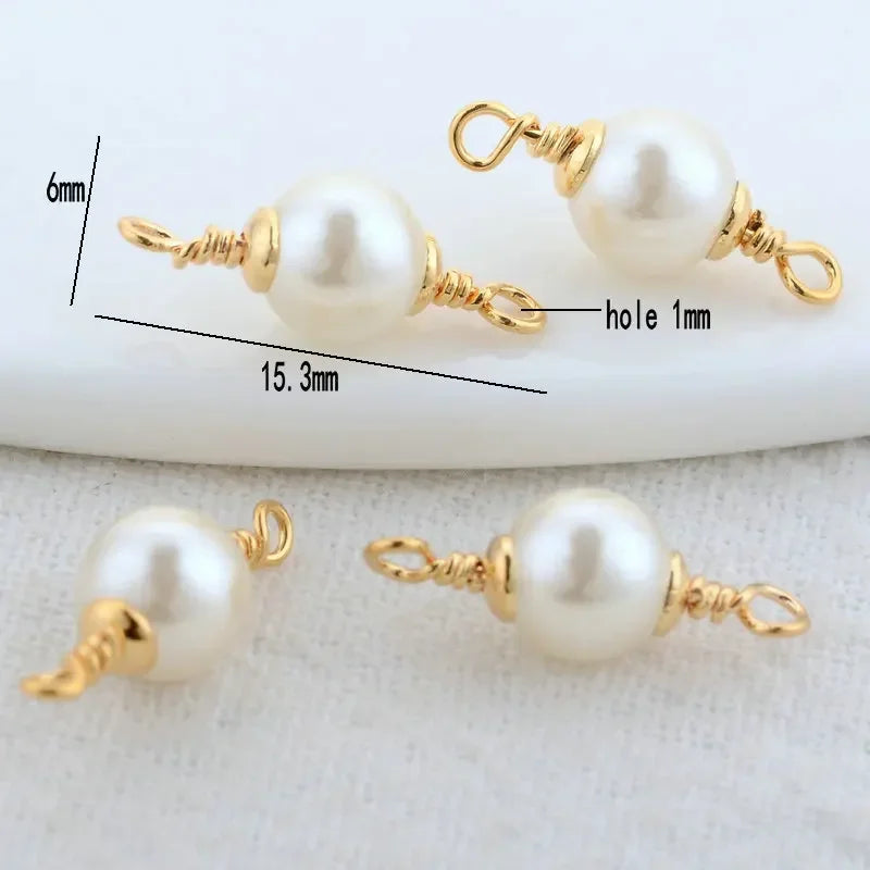 5mm 6mm 8mm 14k Gold Color Plated Brass Pearl Connector High Quality Diy Jewelry Accessories