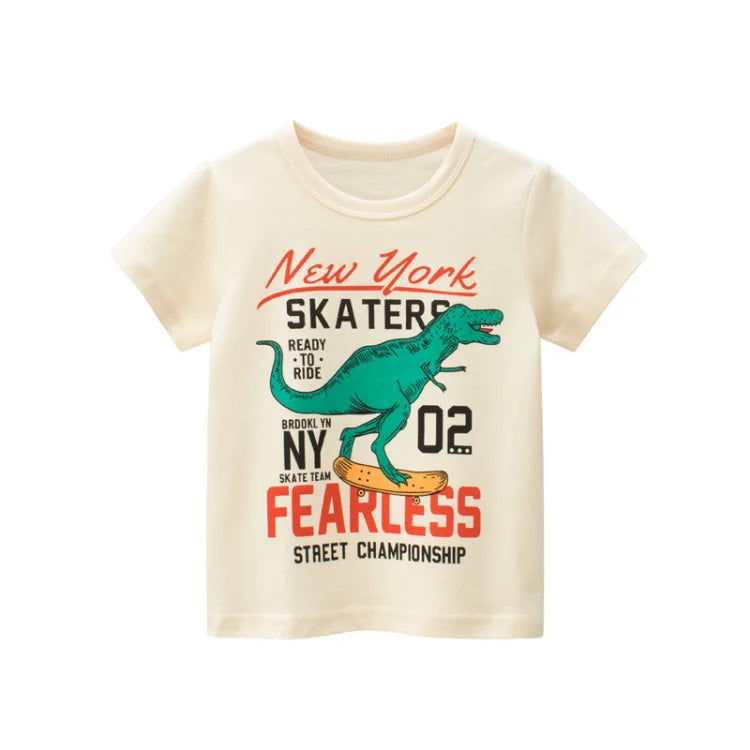 2-8T Toddler Kid Baby Boys Clothes Summer Cotton Top Infant Short Sleeve T Shirt Fashion Cute Tee Boys Tshrit Outfits