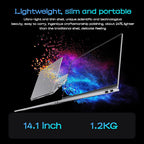 14.1" Slim Bezel Laptop Intel N3700 16GB RAM 1TB SSD Win11 Lightweight Office Entertainment Notebook