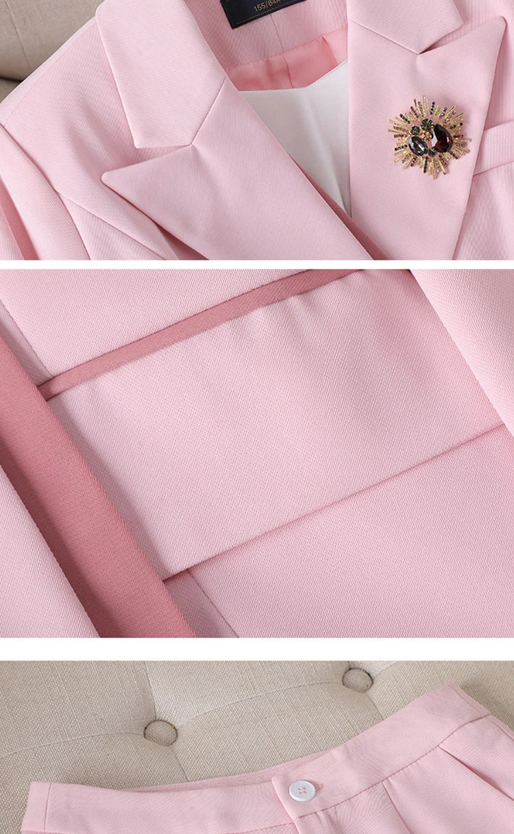 Women's Winter Retro Casual Irregular Suit Jacket Half Skirt Set Commuting Solid Double Breasted Suit Half Skirt Two-piece Set