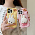 Miffy phone case suitable for iPhone 13-16promax soft silicone shock-absorbing three-dimensional cartoon protective case