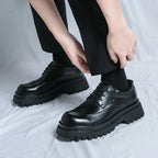 Fashion Patent Leather Men's Formal Shoes Comfortable Platform Luxury Genuine Leather New Elegant Man Wedding Social Derby Shoes