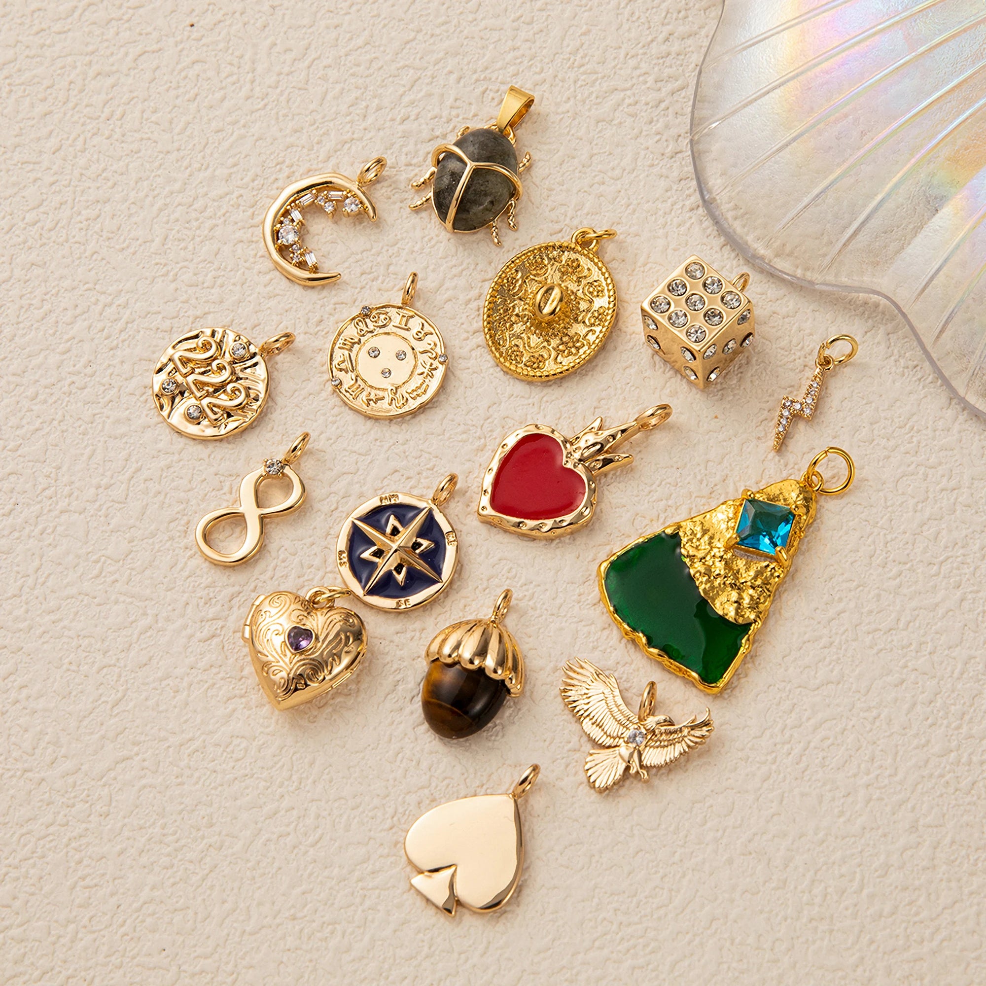1pc plated 18K gold pendant, various styles, DIY jewelry accessories
