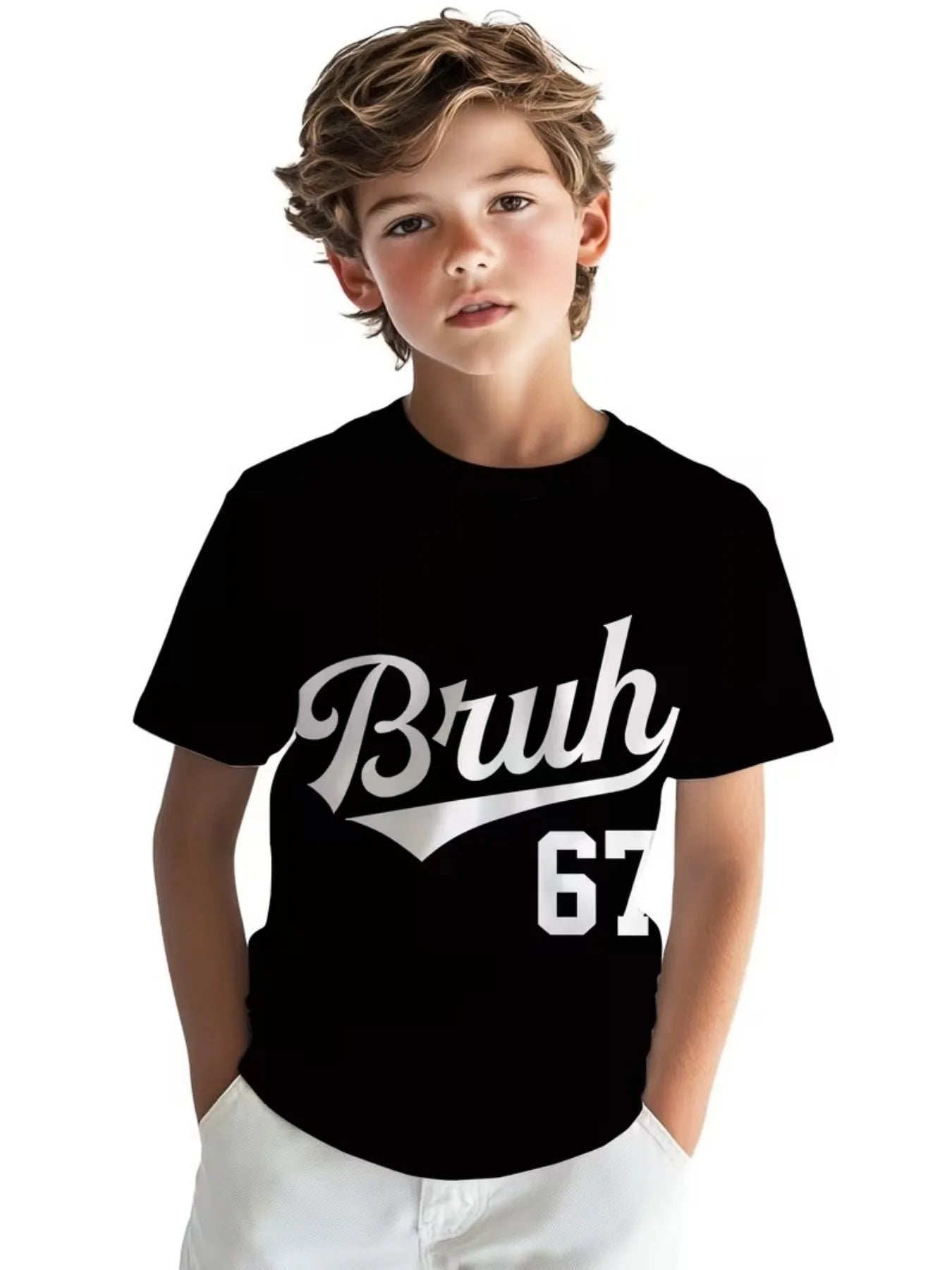 Funny Six Seven Italian Brainrot 67 Number Graphic Print T-Shirt Boy/Girl Summer Short Sleeved Kids Loose Comfortable Tshirt Top
