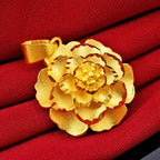 Women's 14 k Gold Color Ancient Single Pendant Multilayer Large Flower Gold Color Traveling Memorial pendant