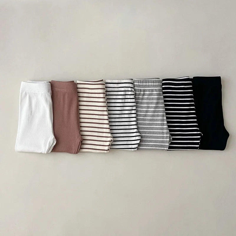 Baby clothes 0-6 year old children's pants striped cotton girls solid color leggings casual striped thin new boys elastic pants