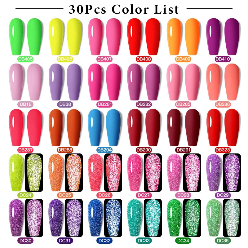 Mtssii 20/40/60Pcs Nail Gel Polish Set Kit Nude Pink Glitter Nail Art UV Gel Manicure Set Vernis Semi Permanent Base Top Coat