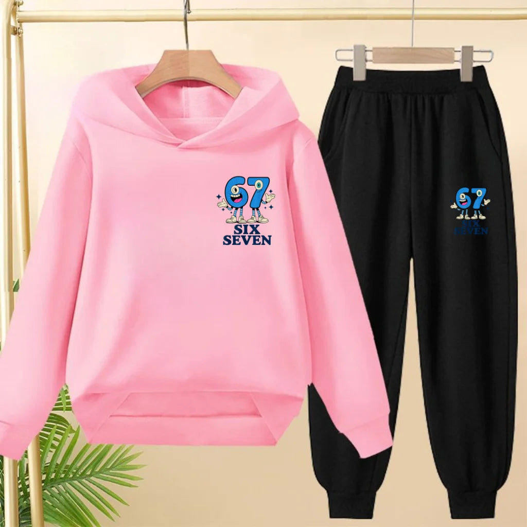 Kids Leisure Clothes Boy Girls Spring Hoodie 67 six seven Print Graphic Children Clothing 3 To 12 Age Comfortable Sportswear Set