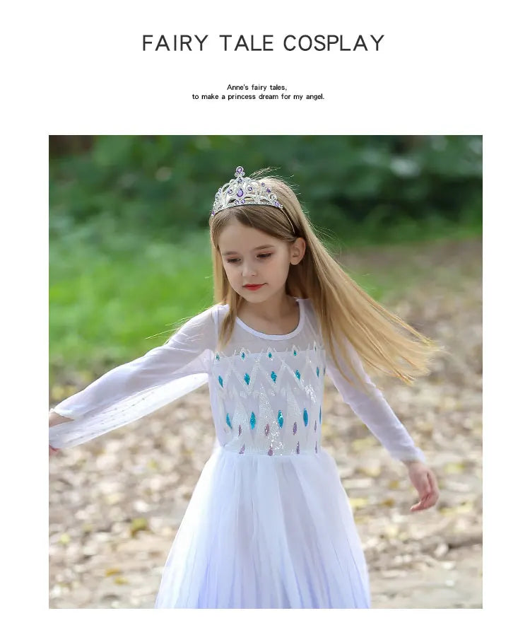 Elsa Dress Kids Girl Formal Princess Long Dress Summer Halloween Party Costumes Children's Frozen 2 Clothes for 3-12 Years Old