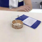 585 Purple Gold Elegant faceted fine rings for women Couple style Classic Plated 14K Rose Gold Luxury Jewelry Opening