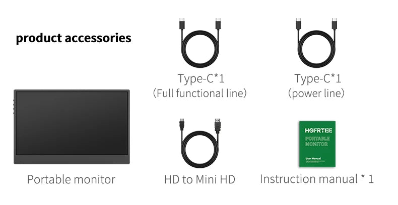 14" Full HD Portable Monitor 100%SRGB 16:10 for Suitable for laptop expansion dual screen solution for Enhanced Productivity