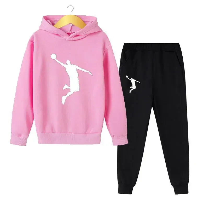 Autumn and Winter Children's Fashion Sports Hoodie+Pants Set for Boys and Girls Aged 4-14, Casual and Comfortable 2-piece Set
