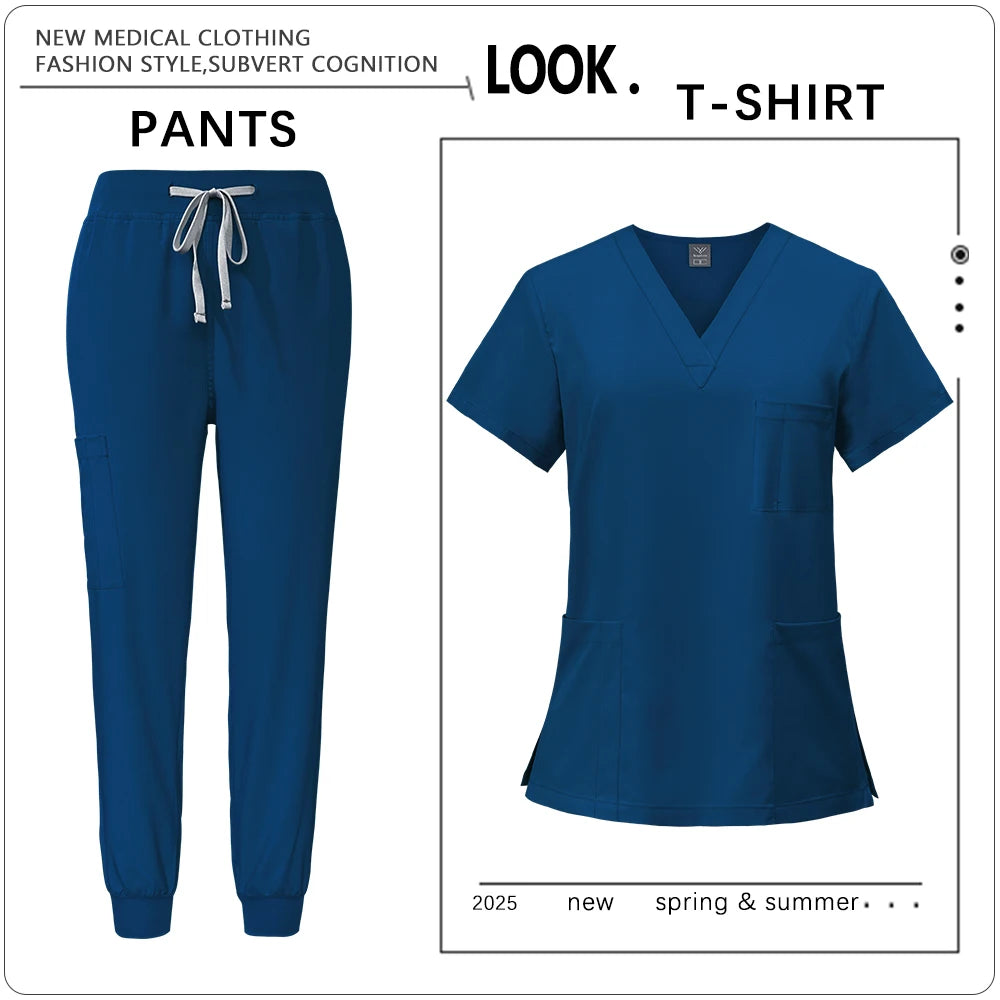 Hot Sale Clinic Workwear Unisex Medical Nurse Scrub Sy Salon Costume Doctor Nursing Top Pants