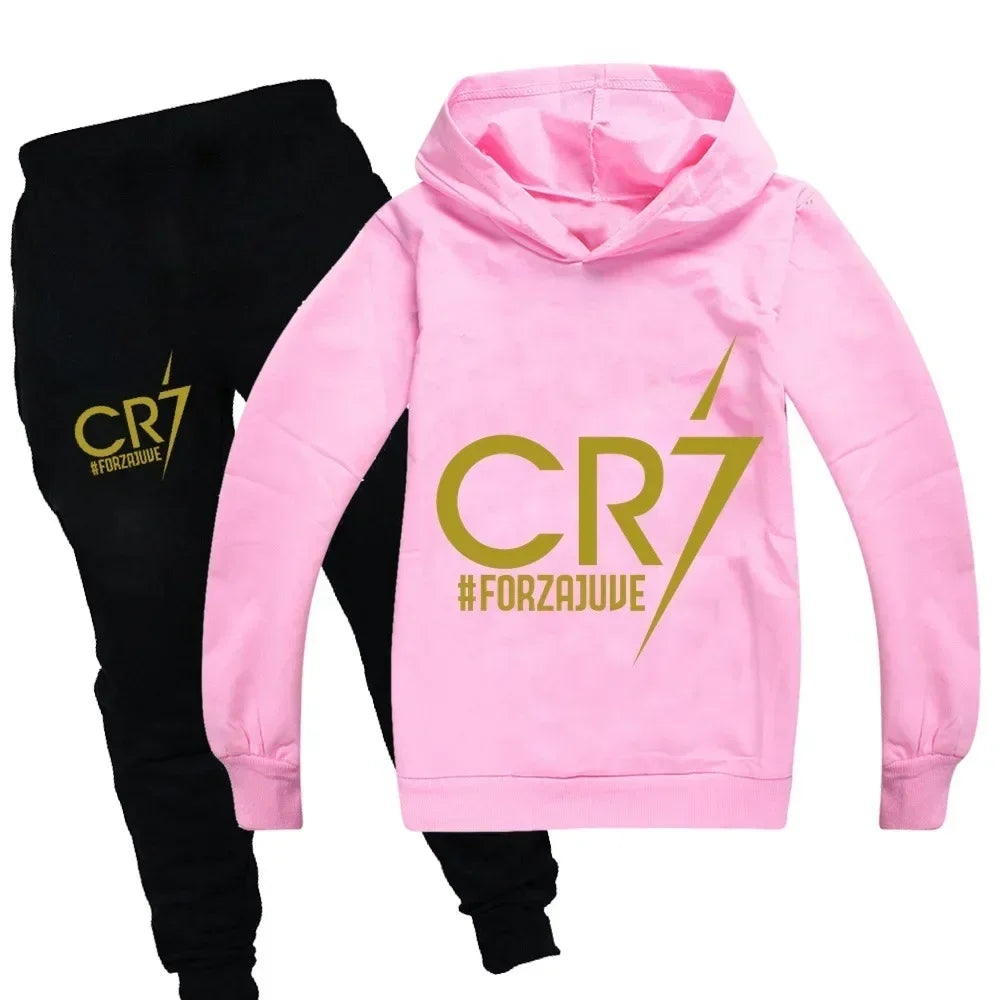 Kid Clothes Hooded Hoodie +Pants Suit Boy 3-12 Years Spring Autumn Sweatshirt Football CR7 Tracksuit Children Holiday Sportsuit