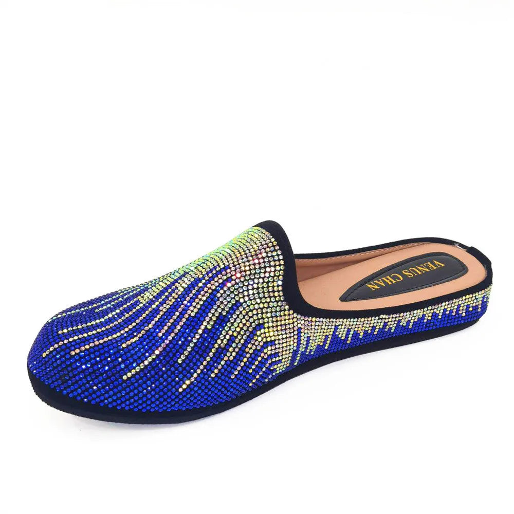 Venus Chan Elegant Flat Shoes for Woman Fashion Comfortable Party Slippers 2024 Latest Design Nigeria Gold Color Half Shoes