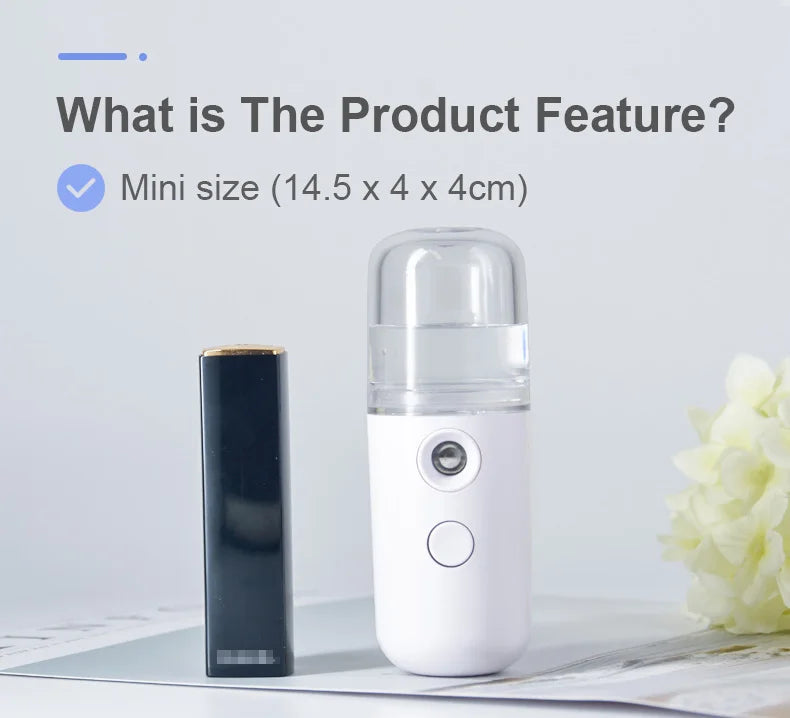 30ML Mini Facial Steamer Personal Nano Sprayer USB Nebulizer Humidifier Moisturizing Hydrating Women Beauty Skin Care Tool