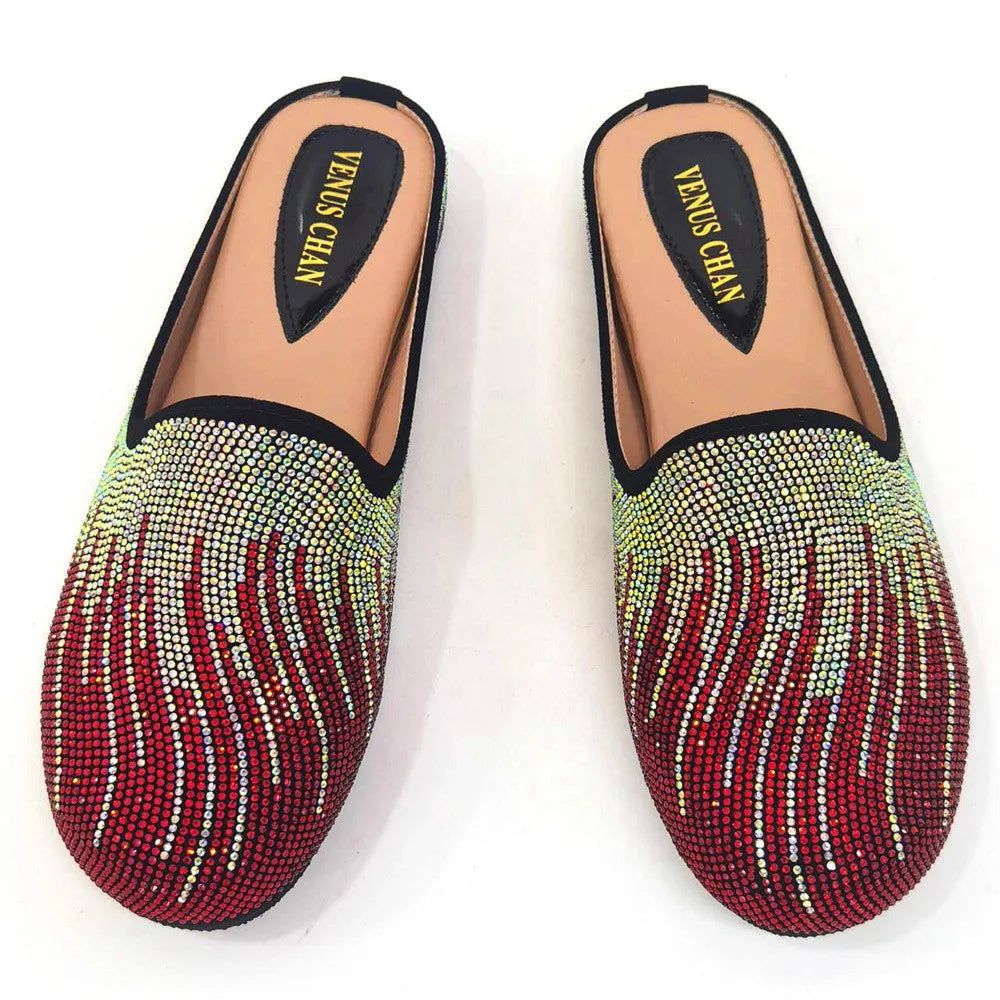 Venus Chan Elegant Flat Shoes for Woman Fashion Comfortable Party Slippers 2024 Latest Design Nigeria Gold Color Half Shoes