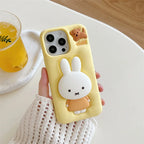Miffy phone case suitable for iPhone 13-16promax soft silicone shock-absorbing three-dimensional cartoon protective case