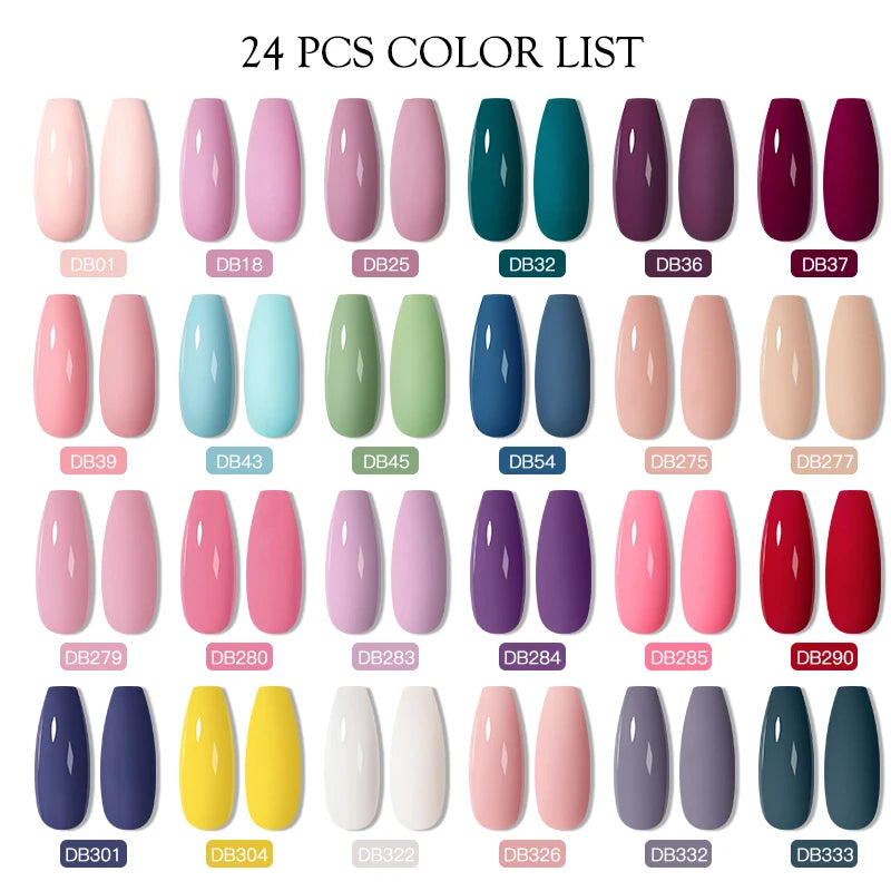 Mtssii 20/40/60Pcs Nail Gel Polish Set Kit Nude Pink Glitter Nail Art UV Gel Manicure Set Vernis Semi Permanent Base Top Coat