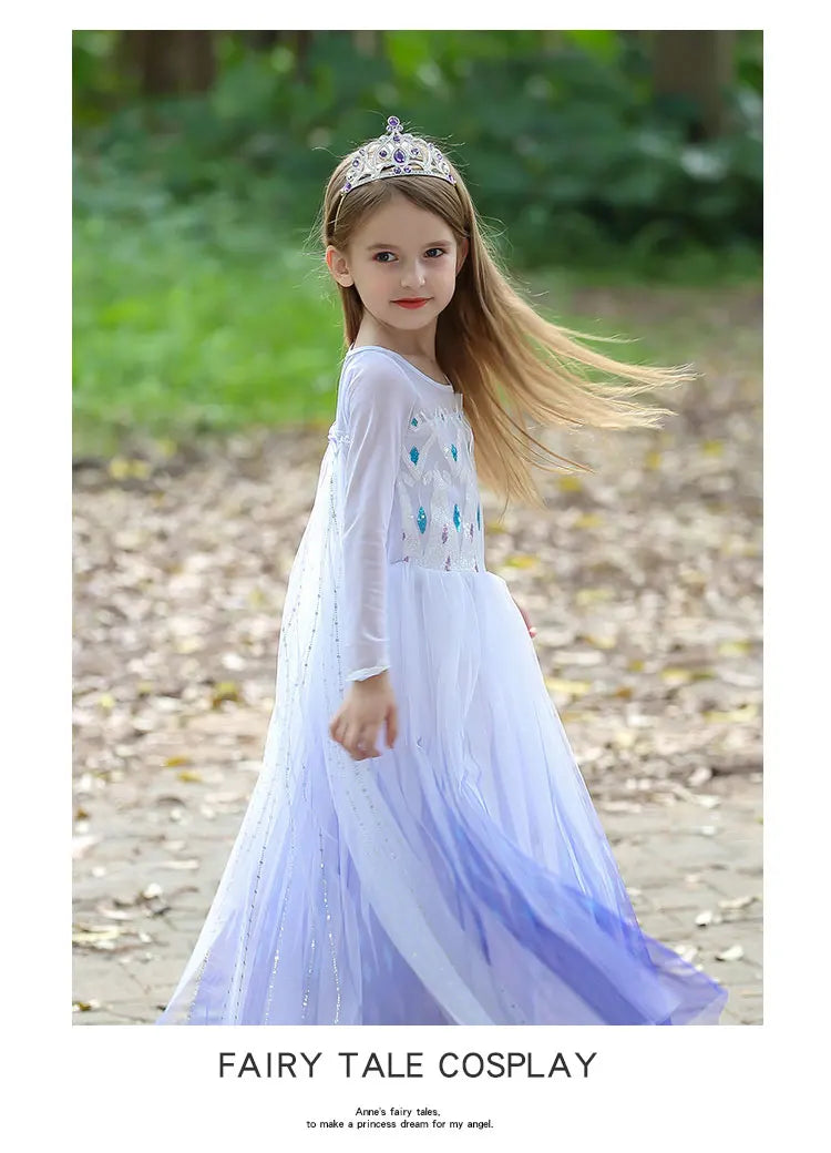 Elsa Dress Kids Girl Formal Princess Long Dress Summer Halloween Party Costumes Children's Frozen 2 Clothes for 3-12 Years Old
