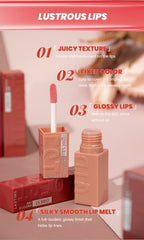 QIBEST 8 Color Watery Lip Gloss Waterproof Long Lasting Mirror Lip Glaze Moisturizing Liquid Lipstick Tint Women Makeup Cosmetic