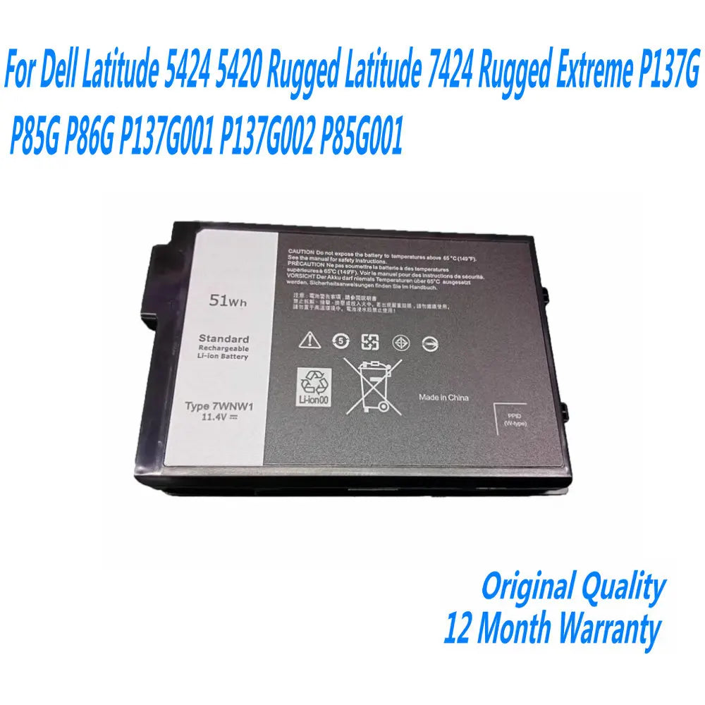 7WNW1 Laptop Battery For Dell Latitude 5424 5420 Rugged Latitude 7424 Rugged Extreme P137G P85G P86G P137G001 P137G002 P85G001