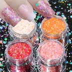 Holographic Glitter set 4 different shines Nail Sequins 10 grams each jar Holographic Cosmetic Festival Chunky Glitters Sequins