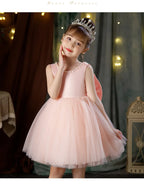 2-10 Years Girls Princess Dress Summer Tulle Big Bow Girls Wedding Dress Piano Performance Costume Host Costume New Kids Clothes