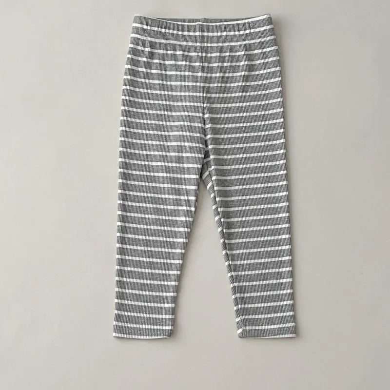 Baby clothes 0-6 year old children's pants striped cotton girls solid color leggings casual striped thin new boys elastic pants