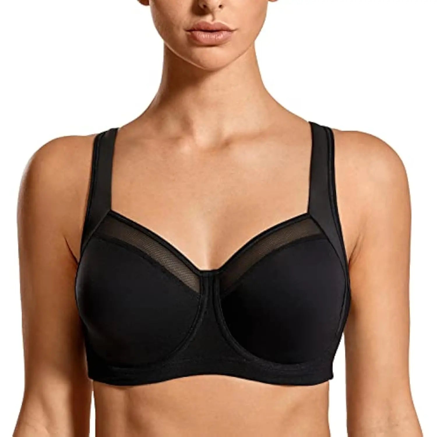 High Impact Sports Bras for Women High Support Unlined Underwire Racerback No Uniboob Workout Bra