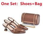 Shoe and Bags for Women Nigeria Party Women Nigerian Italian Shoes and Bags Set with Rhinestone Elegant Woman Heeled Pumps