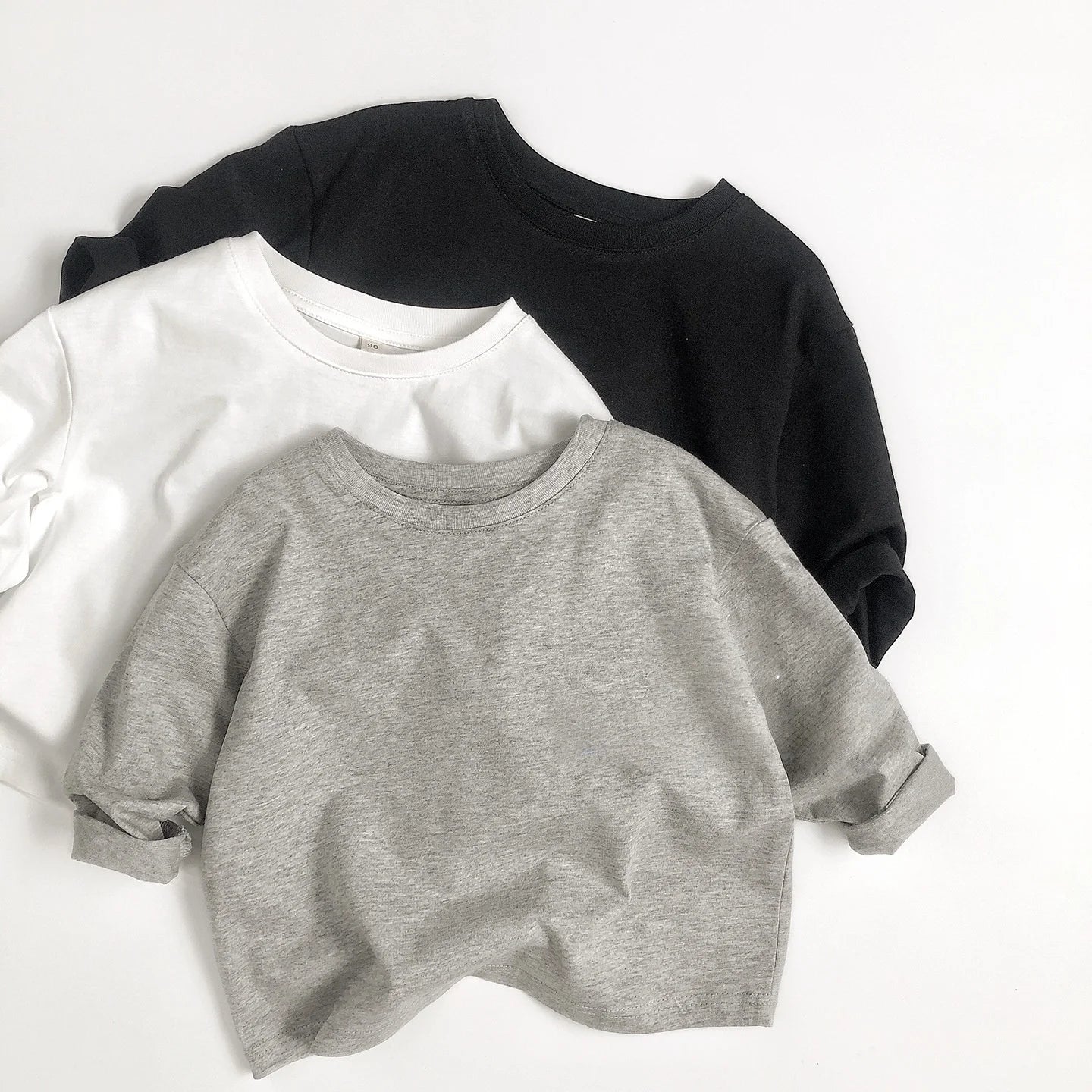 New Kids Cotton Long Sleeve T-Shirt Top 2-7Y Boys Girls Loose Basic Shirt Korean Children's Clothes 2025 Soft Undershirt Outfit