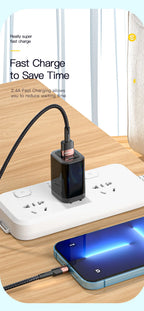 Essager Fast Charging For iPhone Usb Cable 11 12 13 Pro Max Mini Xs Xr X SE 8 7 6 Plus 6s 5 5s 2.4A Wire For iPhone Charger Cord