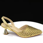 Venus Chan Pointed Toe Heels for Women 2023 Elegant Party Wine Color Full Diamond Pumps Italian Shoes and Bags Matching Set