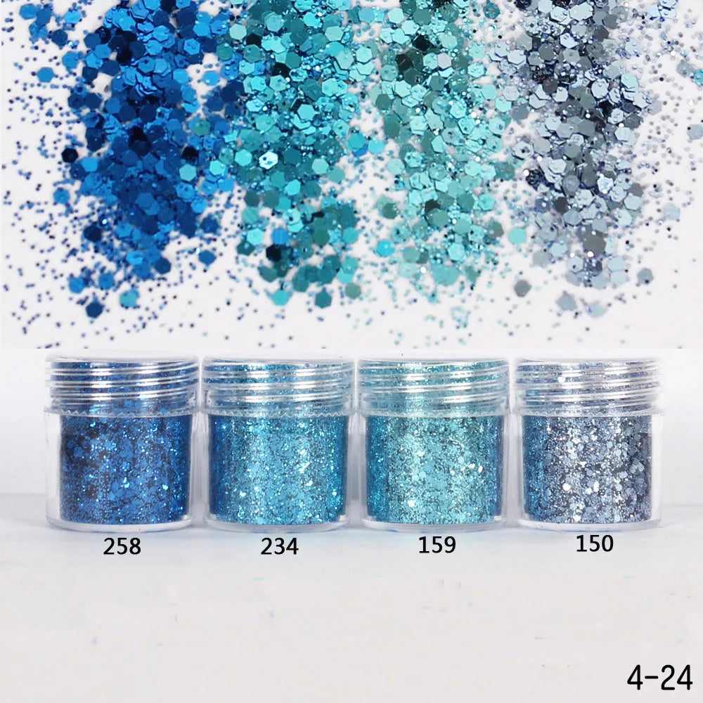 Holographic Glitter set 4 different shines Nail Sequins 10 grams each jar Holographic Cosmetic Festival Chunky Glitters Sequins