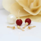 Gold Plated Brass Long Eye Pin Peg Bail with 6mm Bead Cap and Peg Pendant Bail,For Half Drilled Pearls,Earring Jewelry Making