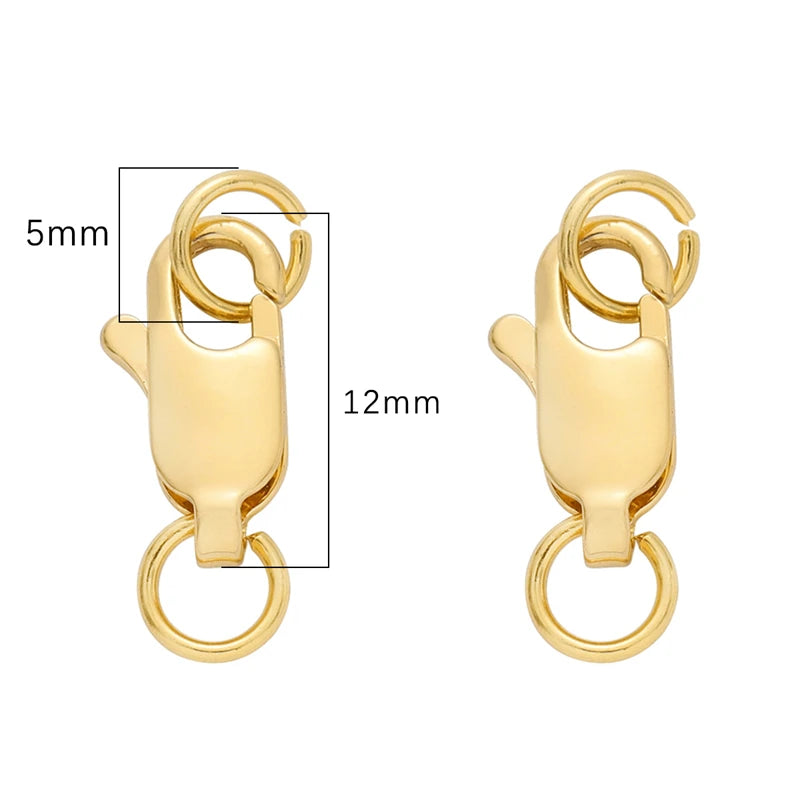 1/2 Set Copper 14K/18K Gold Plated Lobster Clasp With Open Jump Rings For Bracelet Necklace Chains Connectors DIY Jewelry Making