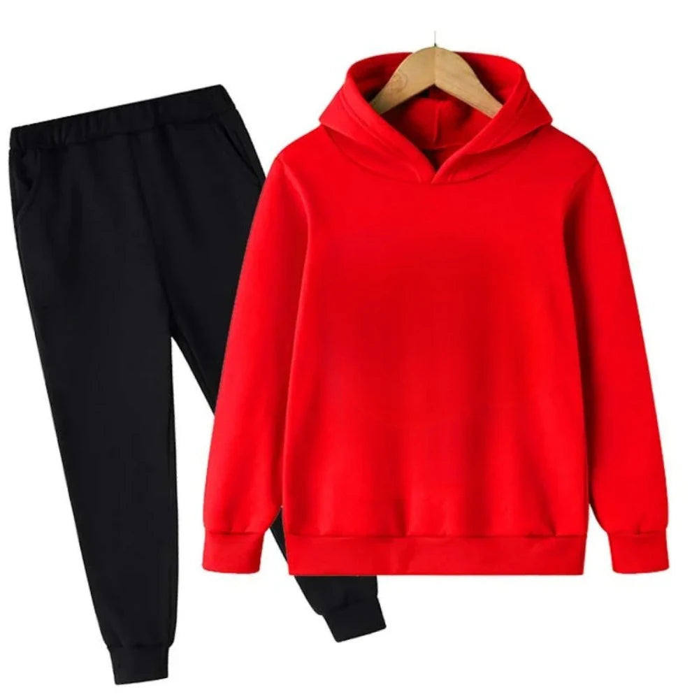 Autumn and Winter Children's Fashion Sports Hoodie+Pants Set for Boys and Girls Aged 4-14, Casual and Comfortable 2-piece Set