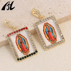 14k Gold Plated Our Lady of Guadalupe Pendant Catholic Religious Virgen De Guadalupe Oro Cadena Medalla Jewelry