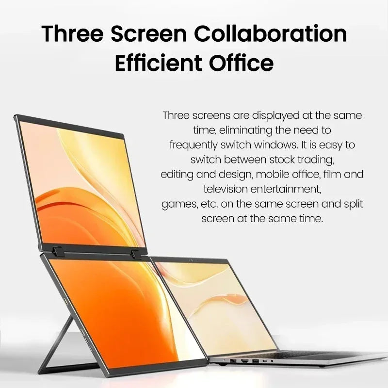 16 Inch 2.5K Dual Screen Portable Monitor 2560*1600P 16:10 100%sRGB With 360° Flip External Screen For PC Laptop Mac Phone PS4/5