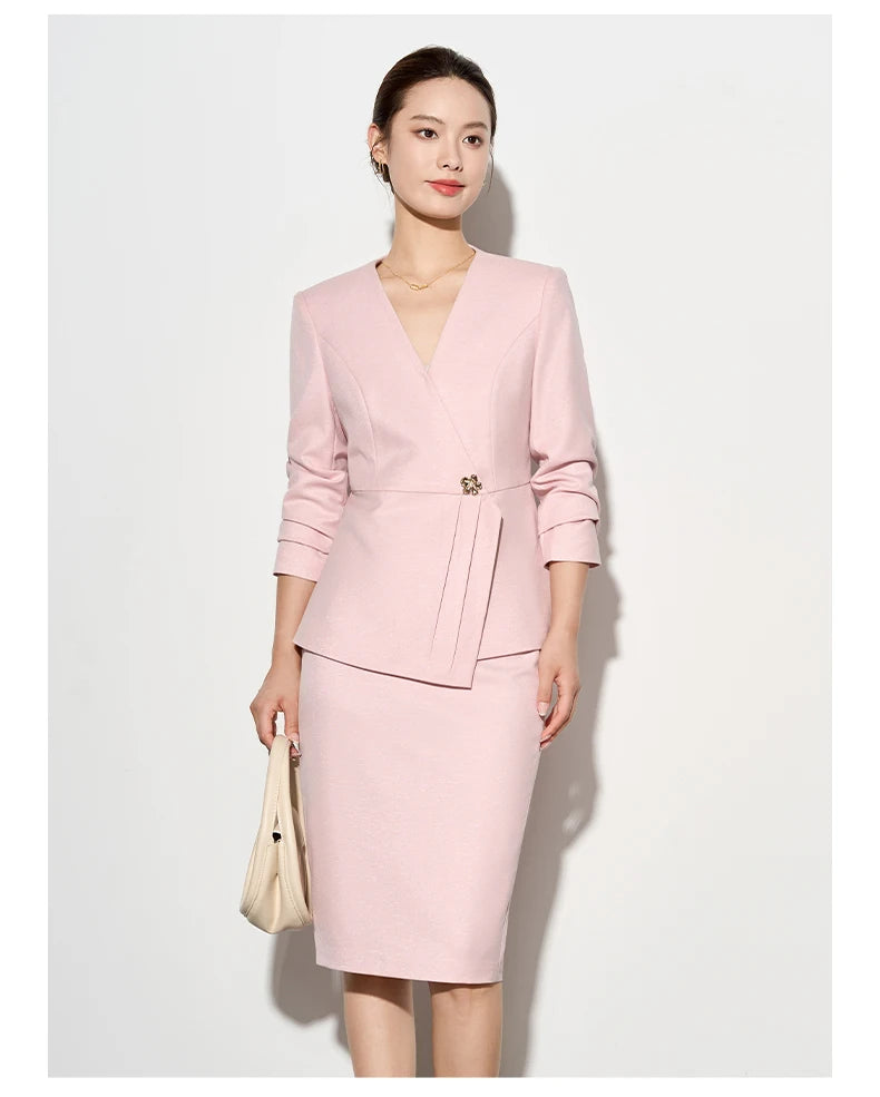 ZJYT Autumn 2025 Women Blazer Skirt Suit 2 Pieces Matching Sets Korean Fashion Office Lady Outfit Business Commuter Work Wear